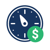 Clock and dollar sign icon